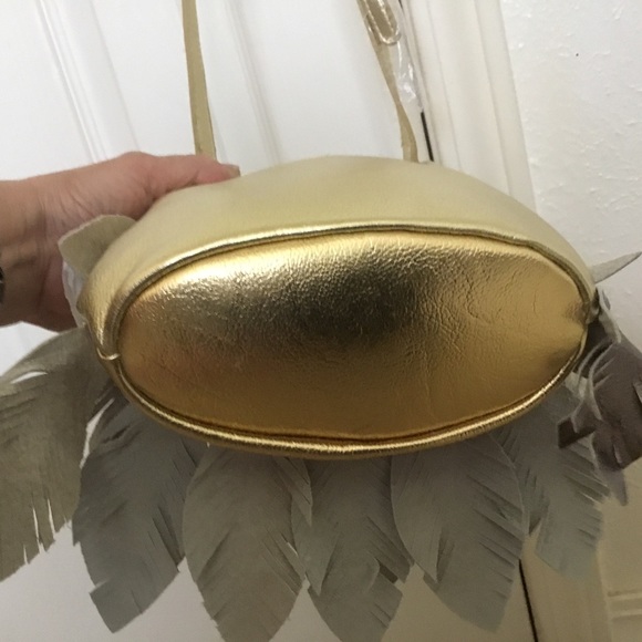 NWT RARE Chi By Carlos FALCHI Genuine Metallic  LEAVES  Bucket/ Crossbody Bag - Picture 12 of 12